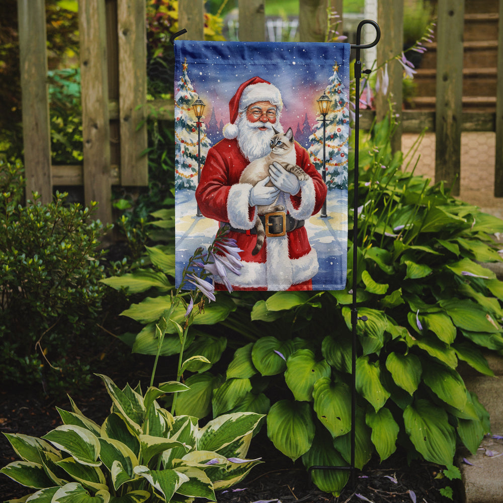 Lynx Point Cat with Santa Claus Garden Flag Mailbox Decorative Yard Banner Outside Patio Artwork for Flower Beds, Garden Size, Multicolor