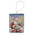 MaineCoon Silver Tabby Cat with Santa Claus Porcelain Ornament Christmas Tree Hanging Decorations for Home Christmas Holiday, Rectangle, Gift, Multicolor