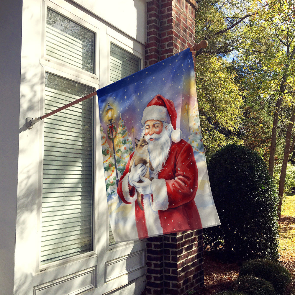 Mekong Bobtail Cat with Santa Claus House Flag 28x40 Porch Sleeve Pole Decorative Outside Yard Banner Artwork Wall Hanging, Polyester