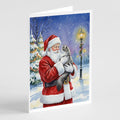 Norwegian Forest Cat Gray and White with Santa Claus Greeting Cards Pack of 8 Blank Cards with Envelopes Whimsical A7 Size 5x7