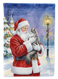 Norwegian Forest Cat Gray and White with Santa Claus Garden Flag Mailbox Decorative Yard Banner Outside Patio Artwork for Flower Beds, Garden Size, Multicolor