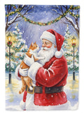 Orange and White Cat with Santa Claus Garden Flag Mailbox Decorative Yard Banner Outside Patio Artwork for Flower Beds, Garden Size, Multicolor