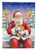 Orange Mackerel Tabby Cat with Santa Claus Garden Flag Mailbox Decorative Yard Banner Outside Patio Artwork for Flower Beds, Garden Size, Multicolor