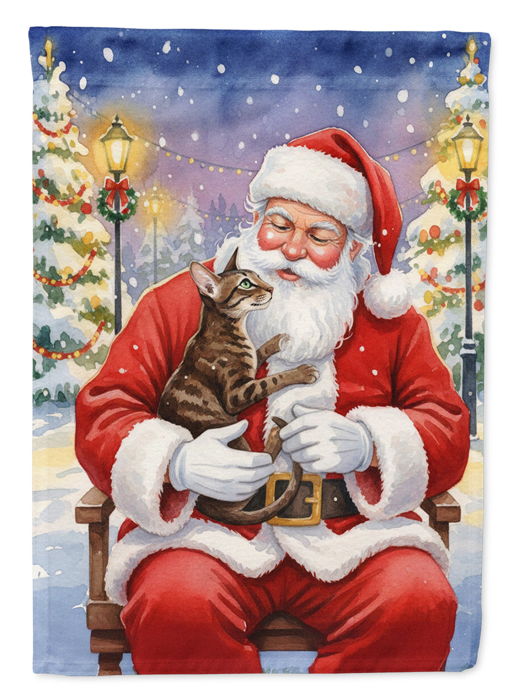 Oriental Shorthair Cat with Santa Claus Garden Flag Mailbox Decorative Yard Banner Outside Patio Artwork for Flower Beds, Garden Size, Multicolor