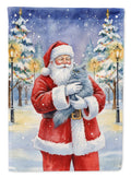 Persian Blue Cat with Santa Claus Garden Flag Mailbox Decorative Yard Banner Outside Patio Artwork for Flower Beds, Garden Size, Multicolor