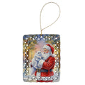 Persian White Cat with Santa Claus Porcelain Ornament Christmas Tree Hanging Decorations for Home Christmas Holiday, Rectangle, Gift, Multicolor
