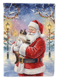 Seal Point Cat with Santa Claus House Flag 28x40 Porch Sleeve Pole Decorative Outside Yard Banner Artwork Wall Hanging, Polyester