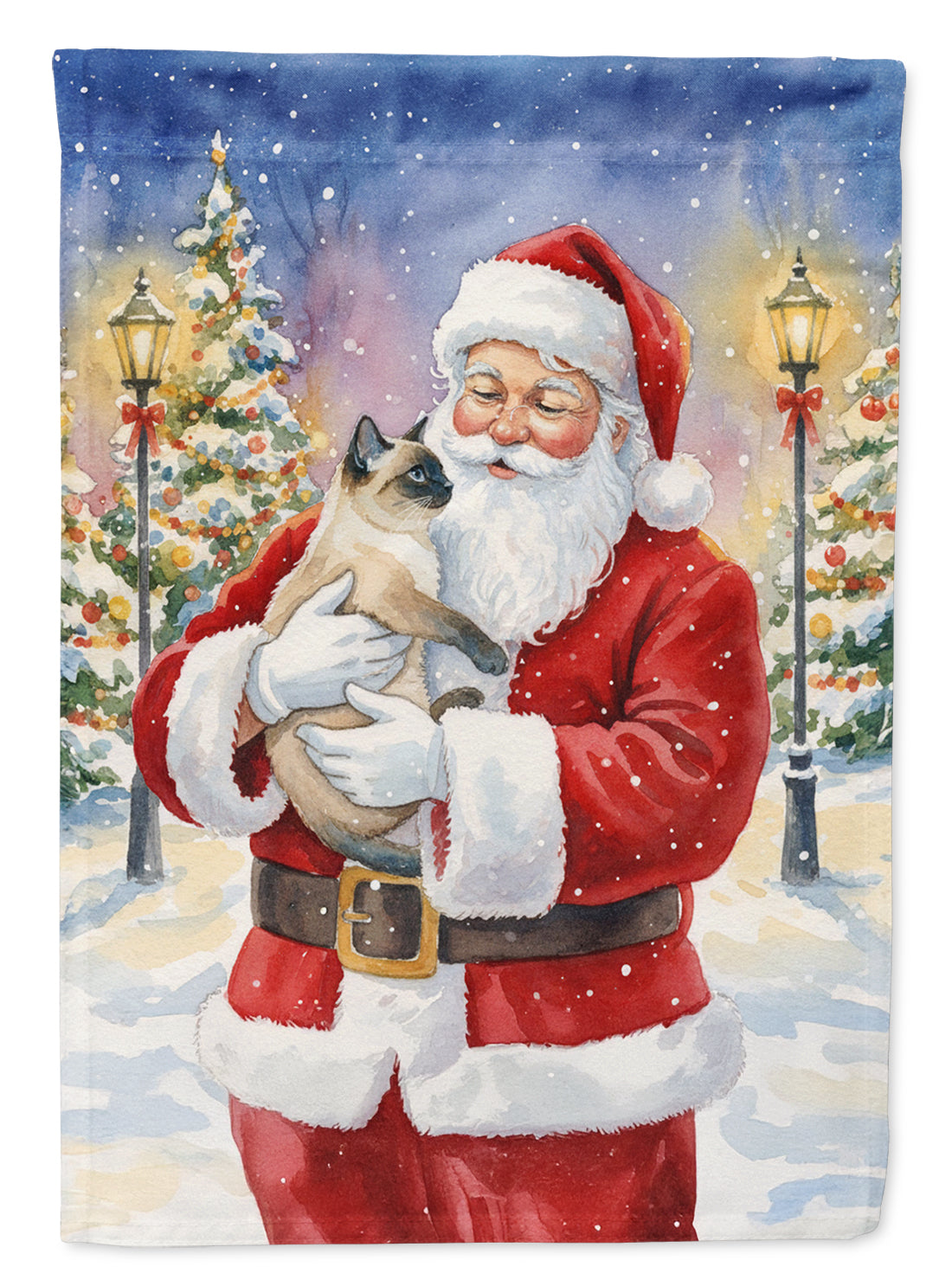 Siamese Cat with Santa Claus Garden Flag Mailbox Decorative Yard Banner Outside Patio Artwork for Flower Beds, Garden Size, Multicolor