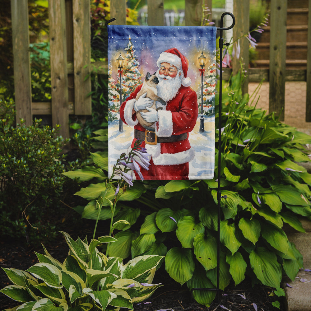 Siamese Cat with Santa Claus Garden Flag Mailbox Decorative Yard Banner Outside Patio Artwork for Flower Beds, Garden Size, Multicolor