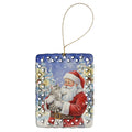 Silver Mackerel Tabby Cat with Santa Claus Porcelain Ornament Christmas Tree Hanging Decorations for Home Christmas Holiday, Rectangle, Gift, Multicolor