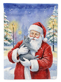 Gray Cat with Santa Claus Garden Flag Mailbox Decorative Yard Banner Outside Patio Artwork for Flower Beds, Garden Size, Multicolor
