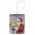 Red Ginger Cat with Santa Claus Porcelain Ornament Christmas Tree Hanging Decorations for Home Christmas Holiday, Rectangle, Gift, Multicolor