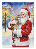 Spotted Tabby Brown Cat with Santa Claus Garden Flag Mailbox Decorative Yard Banner Outside Patio Artwork for Flower Beds, Garden Size, Multicolor