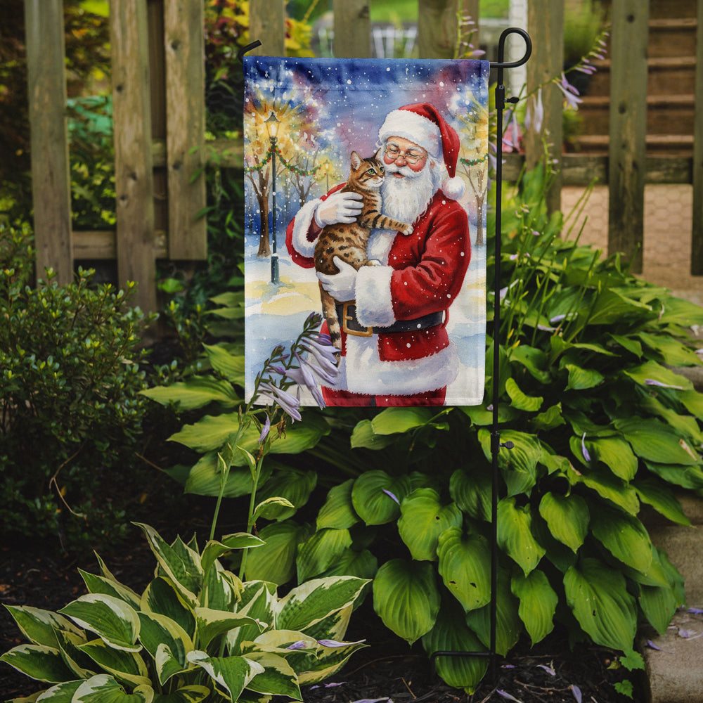 Spotted Tabby Brown Cat with Santa Claus Garden Flag Mailbox Decorative Yard Banner Outside Patio Artwork for Flower Beds, Garden Size, Multicolor