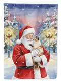 Tortie Point Cat with Santa Claus House Flag 28x40 Porch Sleeve Pole Decorative Outside Yard Banner Artwork Wall Hanging, Polyester