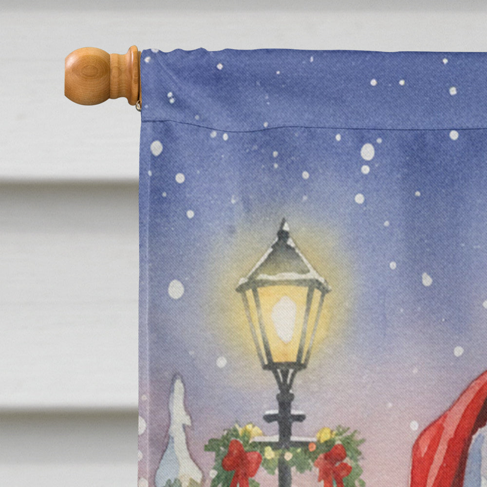 African Grey Parrot with Santa Claus House Flag 28x40 Porch Sleeve Pole Decorative Outside Yard Banner Artwork Wall Hanging, Polyester