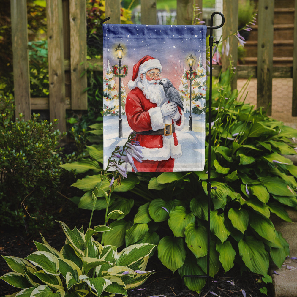 African Grey Parrot with Santa Claus Garden Flag Mailbox Decorative Yard Banner Outside Patio Artwork for Flower Beds, Garden Size, Multicolor