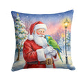 Amazon Parrot with Santa Claus Decorative Throw Pillow 18x18 Indoor Outdoor Accent Cushion, Fabric Cover with Insert for Sofa, Bed, Porch & Living Room