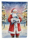Blue Heron with Santa Claus House Flag 28x40 Porch Sleeve Pole Decorative Outside Yard Banner Artwork Wall Hanging, Polyester