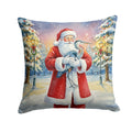 Blue Heron with Santa Claus Decorative Throw Pillow 18x18 Indoor Outdoor Accent Cushion, Fabric Cover with Insert for Sofa, Bed, Porch & Living Room