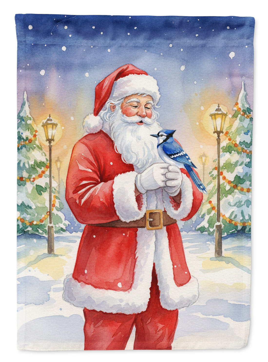 Blue Jay with Santa Claus Garden Flag Mailbox Decorative Yard Banner Outside Patio Artwork for Flower Beds, Garden Size, Multicolor