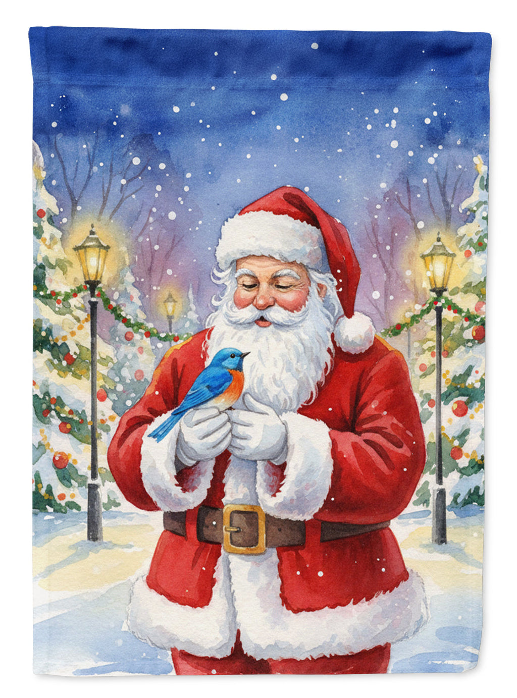Bluebird with Santa Claus Garden Flag Mailbox Decorative Yard Banner Outside Patio Artwork for Flower Beds, Garden Size, Multicolor