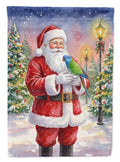Blue Headed Pionus Parrot with Santa Claus Garden Flag Mailbox Decorative Yard Banner Outside Patio Artwork for Flower Beds, Garden Size, Multicolor