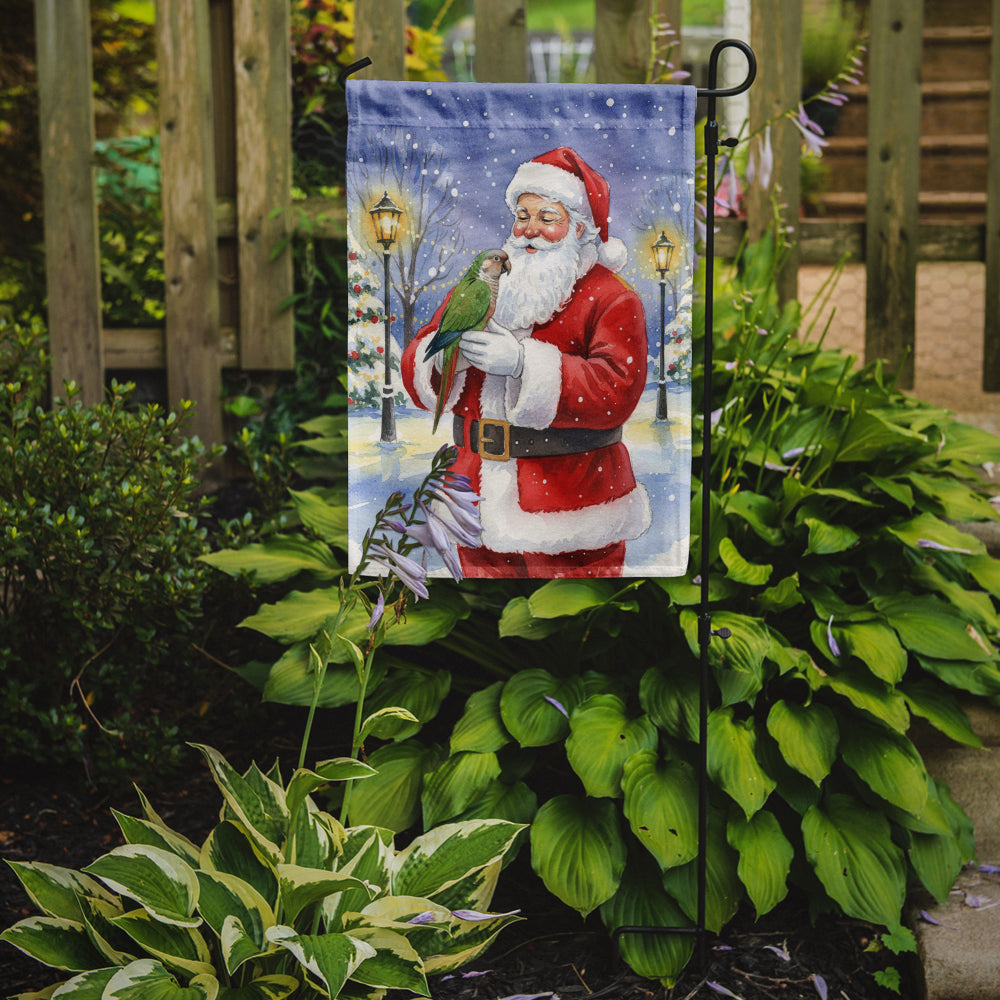 Brown Headed Pionus Parrot with Santa Claus Garden Flag Mailbox Decorative Yard Banner Outside Patio Artwork for Flower Beds, Garden Size, Multicolor