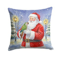 Brown Headed Pionus Parrot with Santa Claus Decorative Throw Pillow 14x14 Indoor Outdoor Accent Cushion, Fabric Cover with Insert for Sofa, Bed, Porch & Living Room