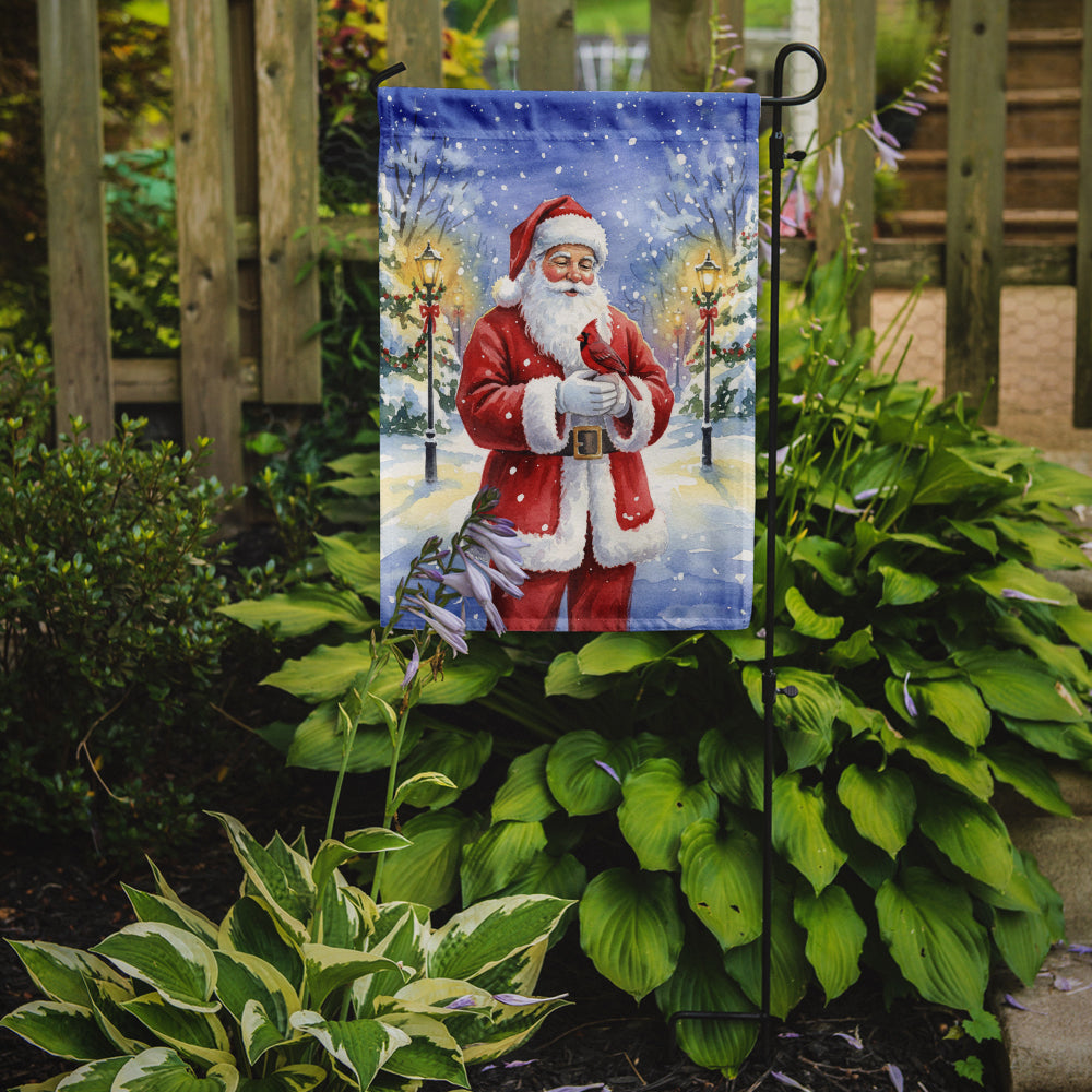 Cardinal with Santa Claus Garden Flag Mailbox Decorative Yard Banner Outside Patio Artwork for Flower Beds, Garden Size, Multicolor