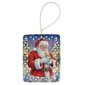 Cockatiel with Santa Claus Porcelain Ornament Christmas Tree Hanging Decorations for Home Christmas Holiday, Rectangle, Gift, Multicolor
