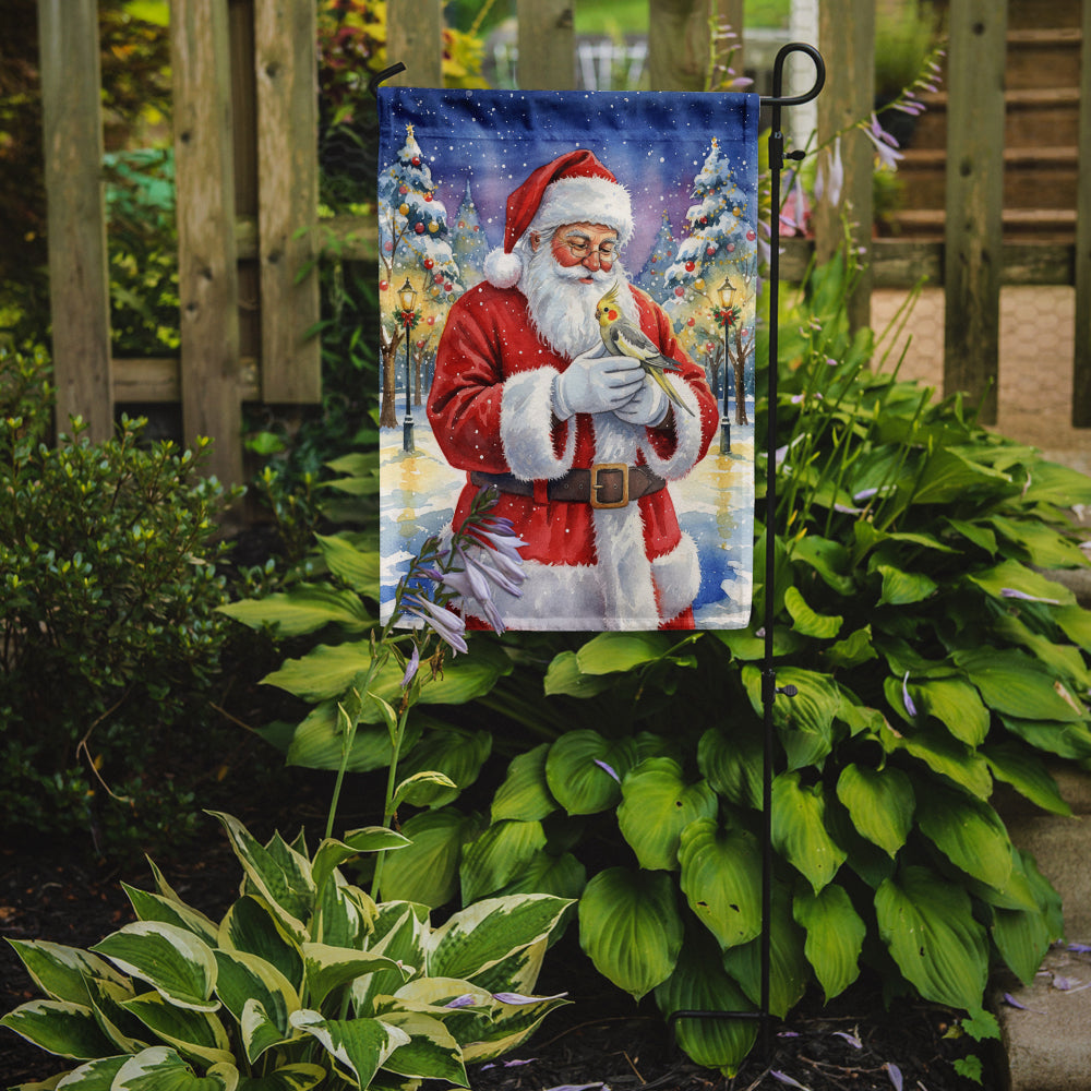 Cockatiel with Santa Claus Garden Flag Mailbox Decorative Yard Banner Outside Patio Artwork for Flower Beds, Garden Size, Multicolor