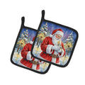 Cockatiel with Santa Claus Pot Holder Set of 2 Heat Resistant Quilted Hot Pads 7.5 x 7.5 Inch, Insulated Kitchen Trivets for Cooking & Baking