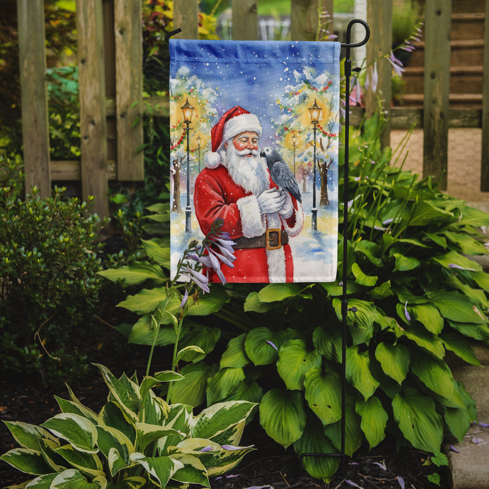 Congo African Grey Parrot with Santa Claus Garden Flag Mailbox Decorative Yard Banner Outside Patio Artwork for Flower Beds, Garden Size, Multicolor