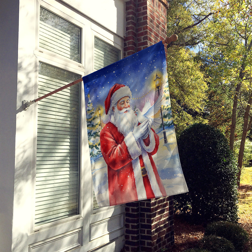 Dove with Santa Claus House Flag 28x40 Porch Sleeve Pole Decorative Outside Yard Banner Artwork Wall Hanging, Polyester
