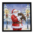 Eagle with Santa Claus Framed Metal Print Bathroom, Kitchen, Office, Home Decor Wall Art Ready to Hang, Square, 8X8