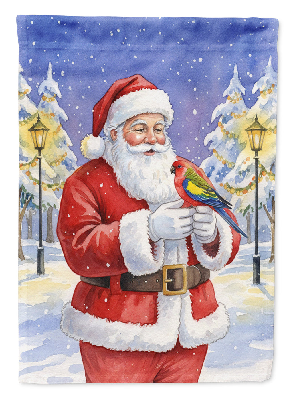 Eastern Rosella with Santa Claus Garden Flag Mailbox Decorative Yard Banner Outside Patio Artwork for Flower Beds, Garden Size, Multicolor