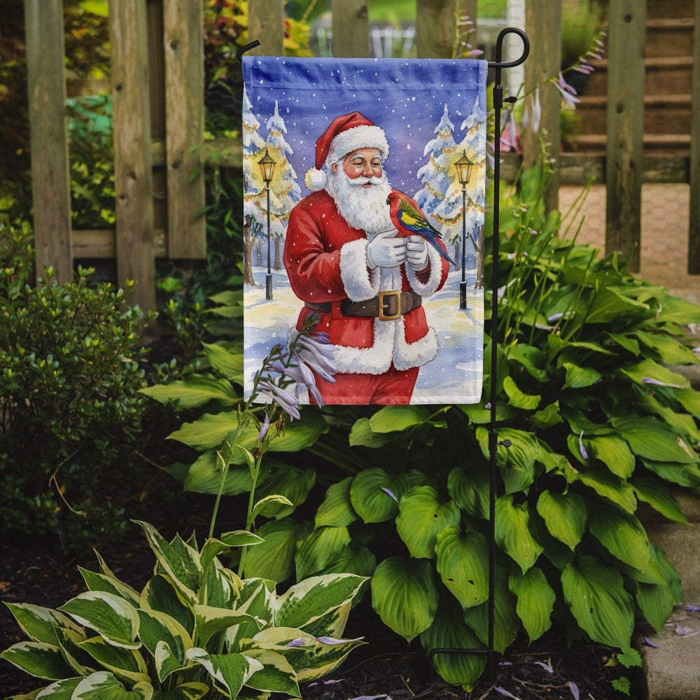 Eastern Rosella with Santa Claus Garden Flag Mailbox Decorative Yard Banner Outside Patio Artwork for Flower Beds, Garden Size, Multicolor