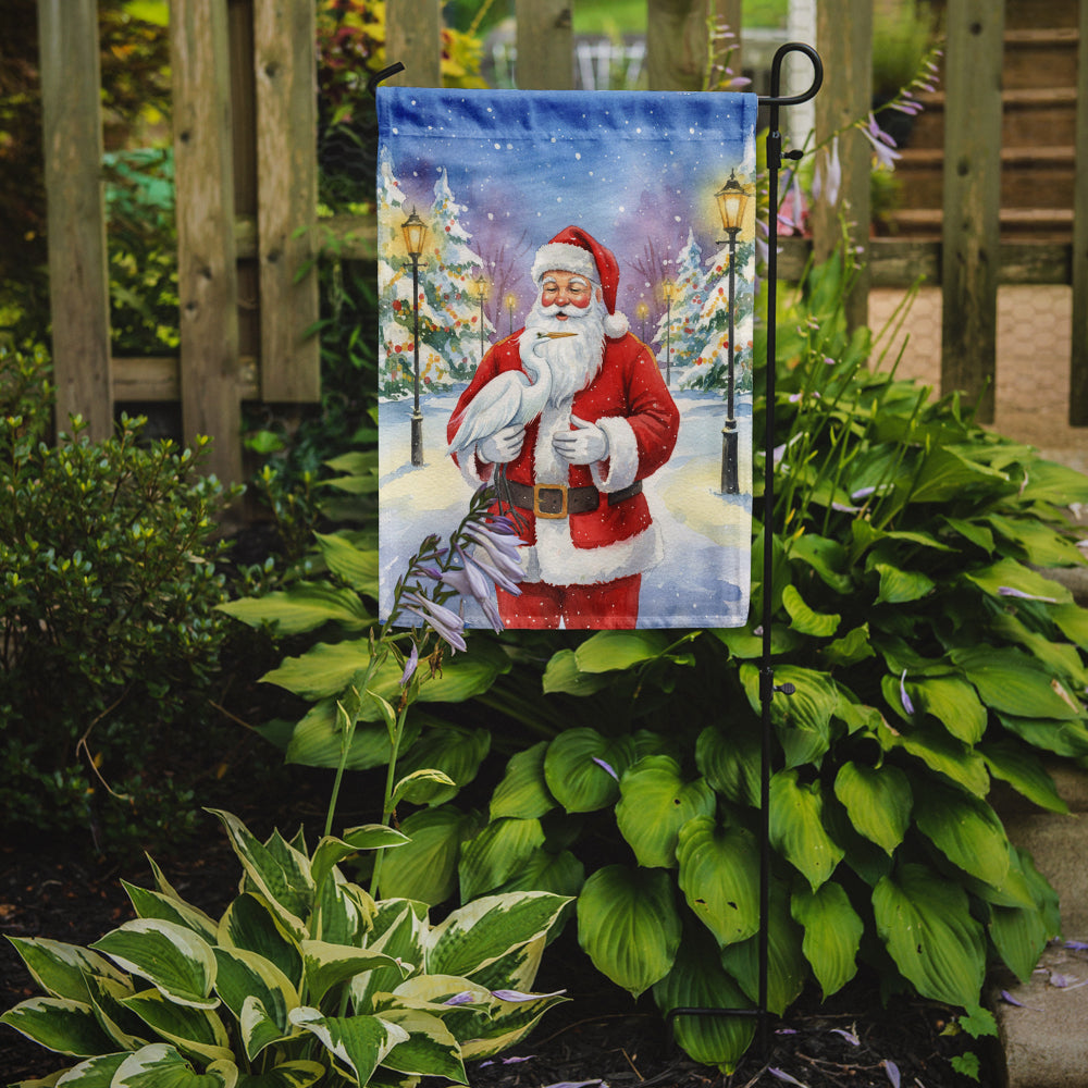 Egret with Santa Claus Garden Flag Mailbox Decorative Yard Banner Outside Patio Artwork for Flower Beds, Garden Size, Multicolor