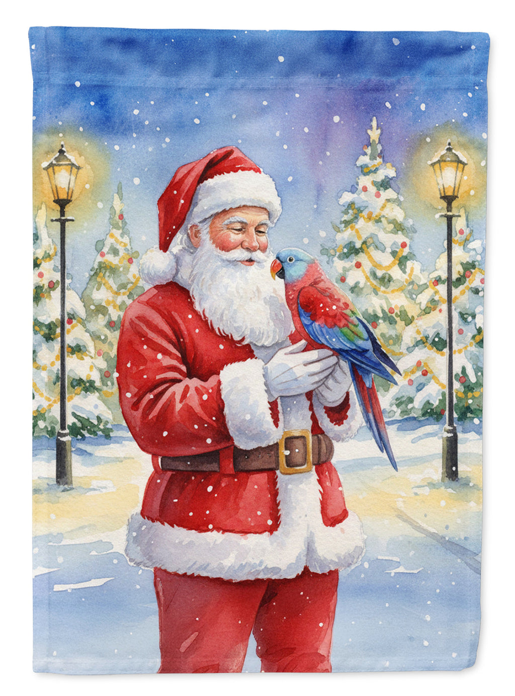 Female Eclectus with Santa Claus Garden Flag Mailbox Decorative Yard Banner Outside Patio Artwork for Flower Beds, Garden Size, Multicolor