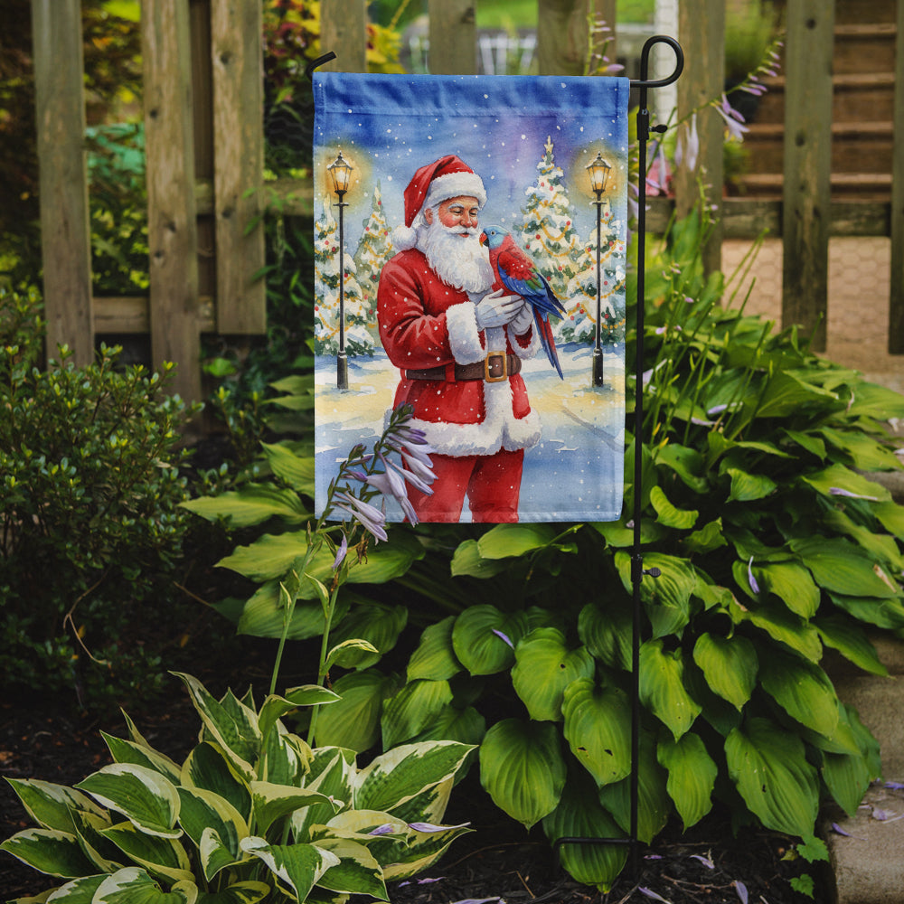 Female Eclectus with Santa Claus Garden Flag Mailbox Decorative Yard Banner Outside Patio Artwork for Flower Beds, Garden Size, Multicolor