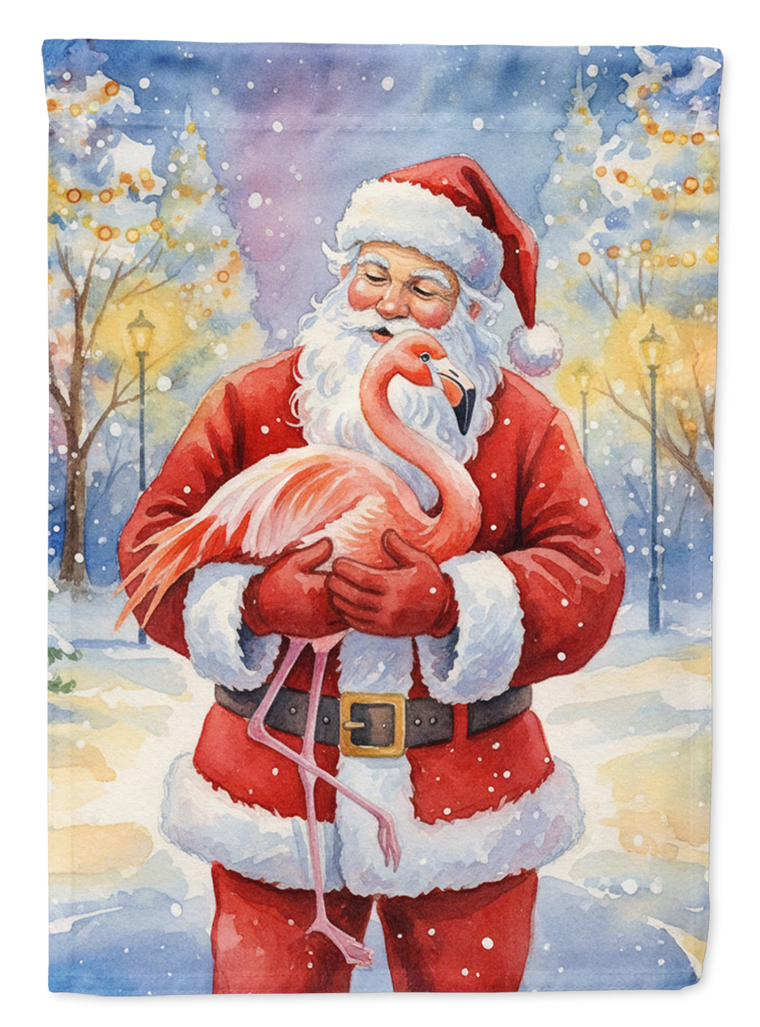 Flamingo with Santa Claus Garden Flag Mailbox Decorative Yard Banner Outside Patio Artwork for Flower Beds, Garden Size, Multicolor