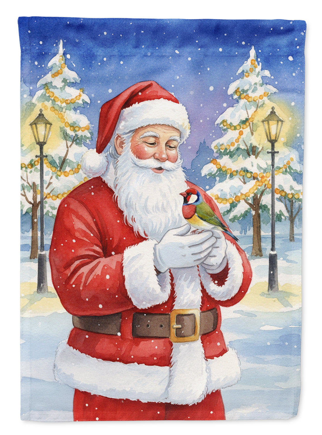 Gouldian Finch with Santa Claus Garden Flag Mailbox Decorative Yard Banner Outside Patio Artwork for Flower Beds, Garden Size, Multicolor