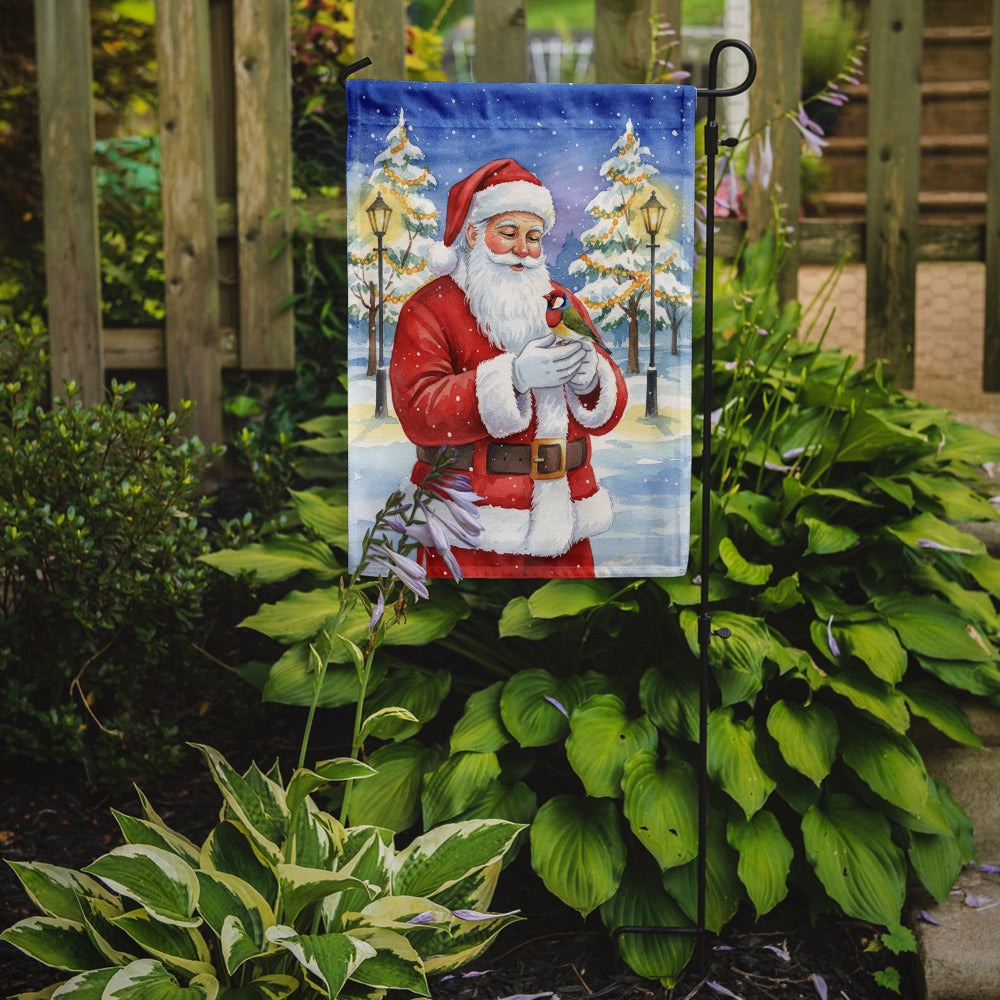 Gouldian Finch with Santa Claus Garden Flag Mailbox Decorative Yard Banner Outside Patio Artwork for Flower Beds, Garden Size, Multicolor