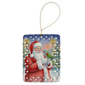 Hahn’s Macaw Parrot with Santa Claus Porcelain Ornament Christmas Tree Hanging Decorations for Home Christmas Holiday, Rectangle, Gift, Multicolor