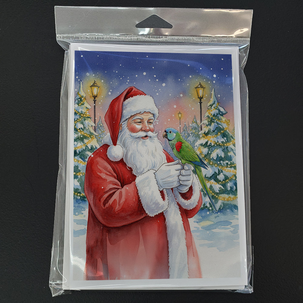 Hahn’s Macaw Parrot with Santa Claus Greeting Cards Pack of 8 Blank Cards with Envelopes Whimsical A7 Size 5x7