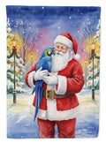 Hyacinth Macaw with Santa Claus House Flag 28x40 Porch Sleeve Pole Decorative Outside Yard Banner Artwork Wall Hanging, Polyester