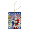 Hyacinth Macaw with Santa Claus Porcelain Ornament Christmas Tree Hanging Decorations for Home Christmas Holiday, Rectangle, Gift, Multicolor