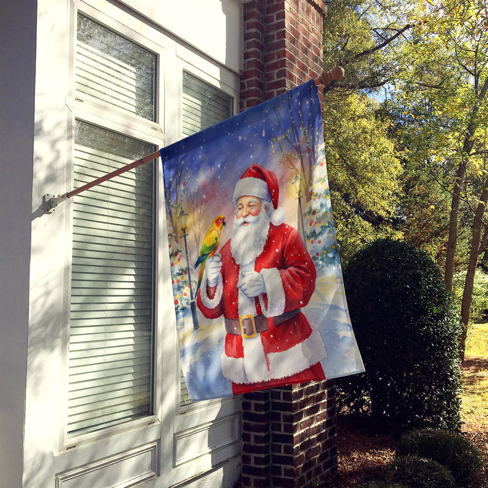 Jenday Conure with Santa Claus House Flag 28x40 Porch Sleeve Pole Decorative Outside Yard Banner Artwork Wall Hanging, Polyester