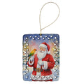 Jenday Conure with Santa Claus Porcelain Ornament Christmas Tree Hanging Decorations for Home Christmas Holiday, Rectangle, Gift, Multicolor
